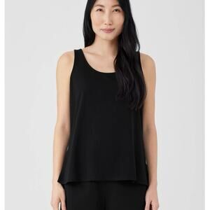 NWOT Eileen Fisher Stretch Jersey Knit Scoop Neck Tank in Black SZ S